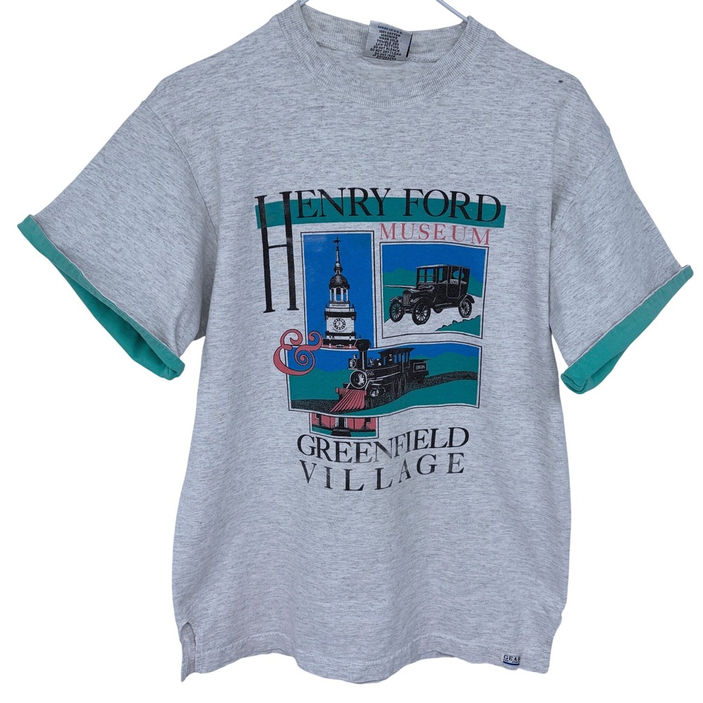 Vintage Henry Ford Museum T Shirt Medium Greenfield Village Double Sleeves‎ 80s